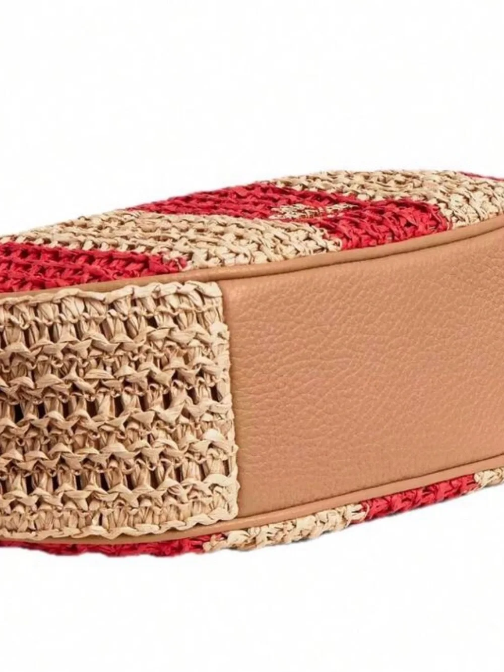 NWT Coach Emily Shoulder Bag in Woven Straw Striped Gold/Red/Tan